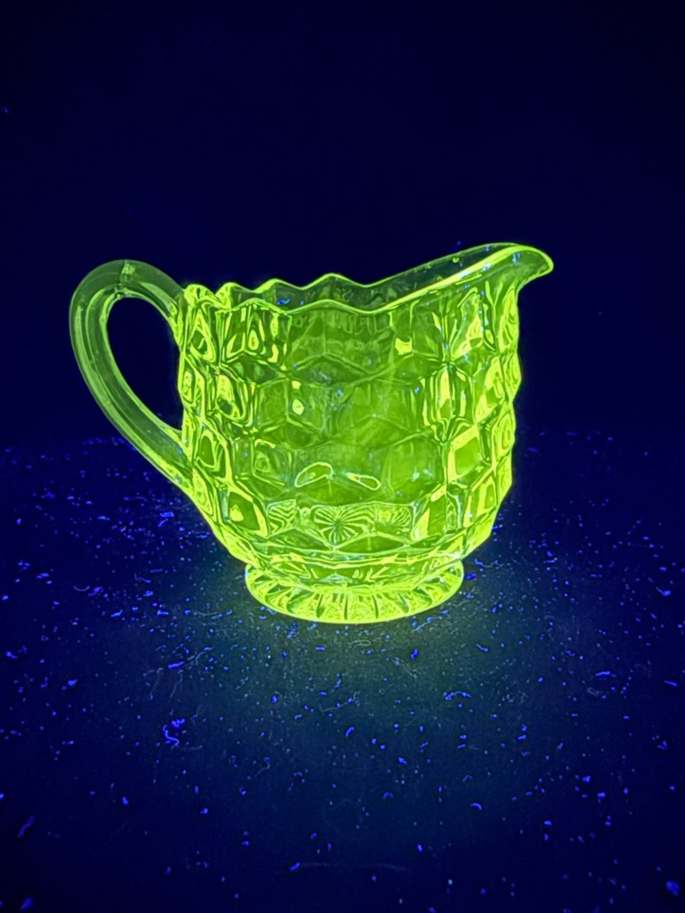 Vintage UV Reactive Fostoria American 3” Mini Pitcher/Creamer – Clear Cube